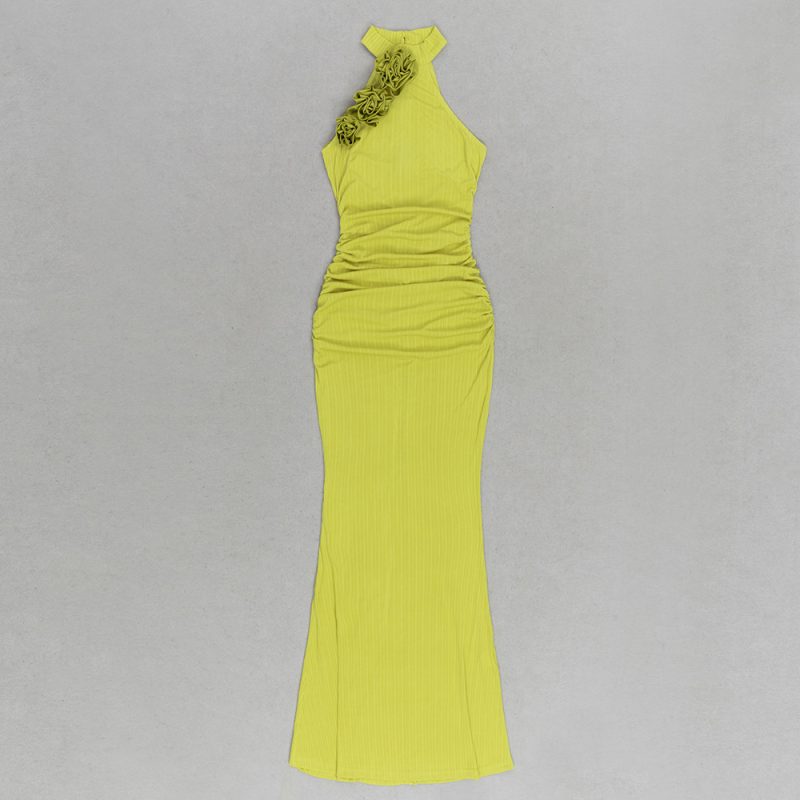 Vintage Floral Halter Pleated Summer Dress - Image 3