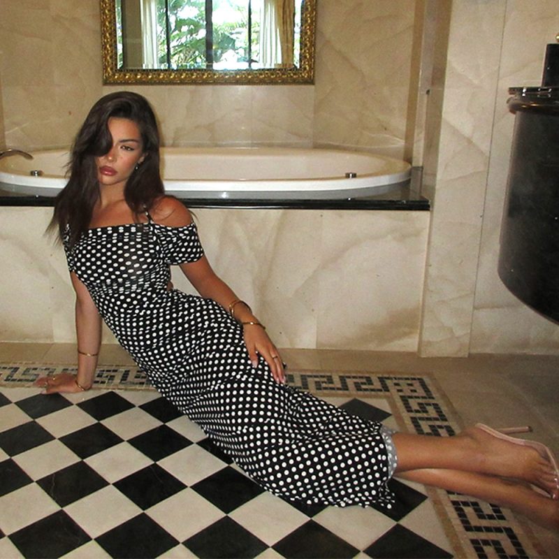 Spring Summer Dot Halter Slim Waist Dress - Image 4
