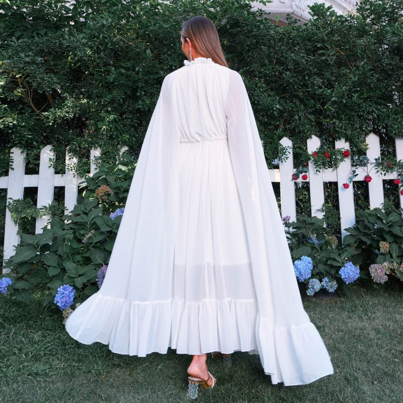 Elegant V-Neck Long Sleeve Bohemian Swing Dress - Image 3