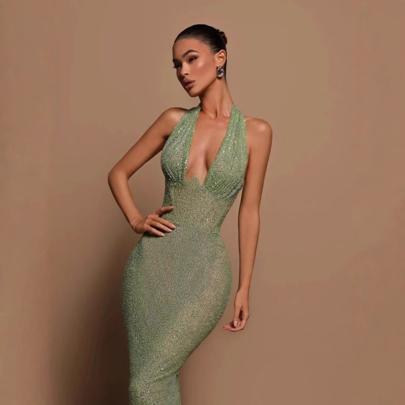 Popular One-Shoulder Sequined Slim Fit Cocktail Dress - Image 3