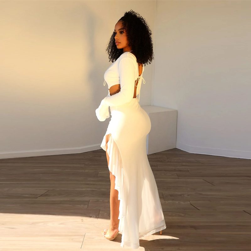 Sexy Street Style Wrapped Chest V-Neck Maxi Dress - Image 2