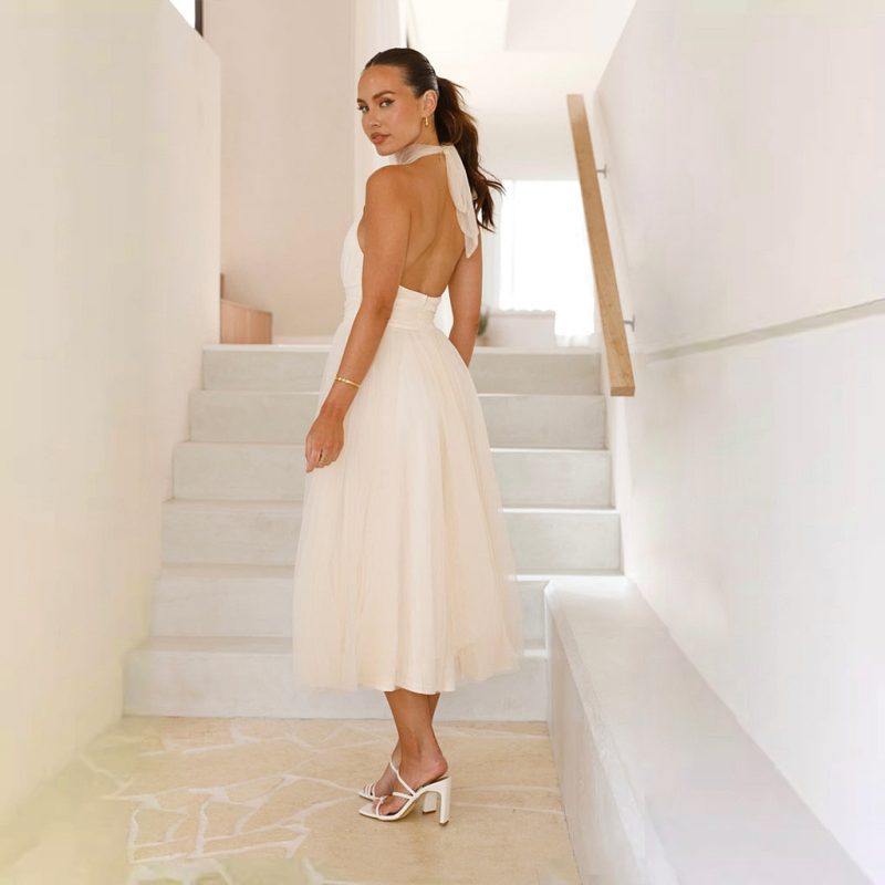 Spring Summer Halter Mesh Backless Dress - Image 2