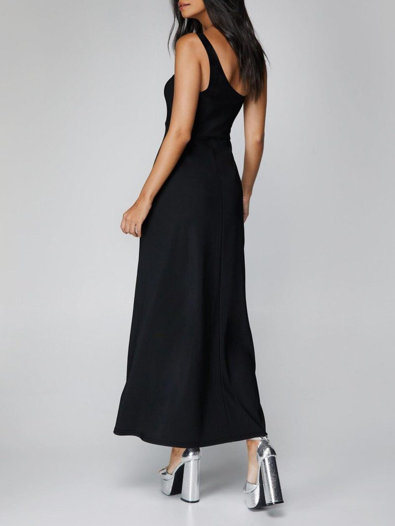 Spring Summer High Elastic Solid Color Dress - Image 2