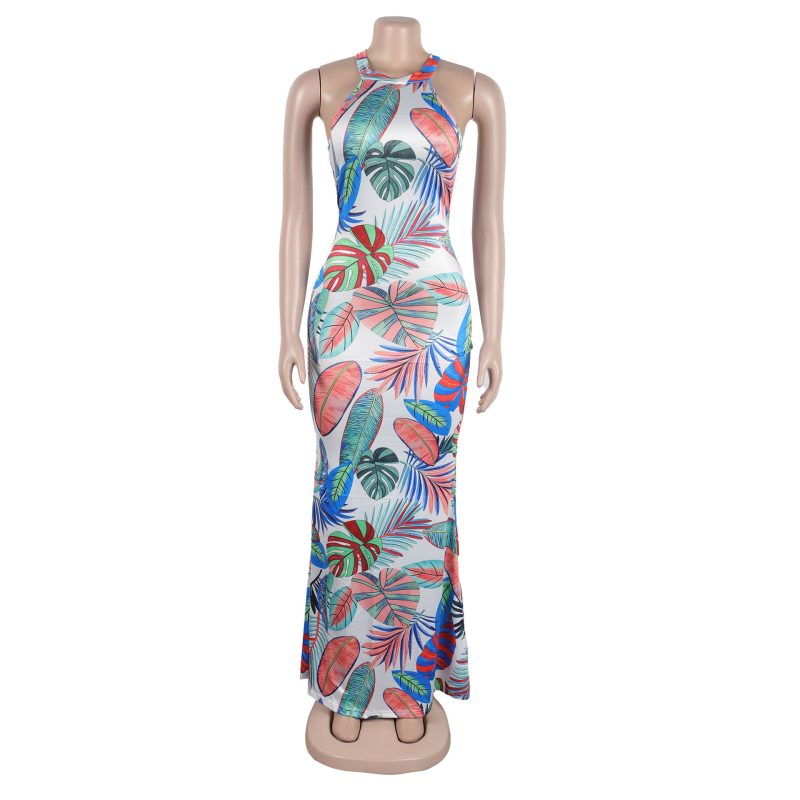 Sexy Printed Sleeveless Hollow Out Sheath Dress - Image 3