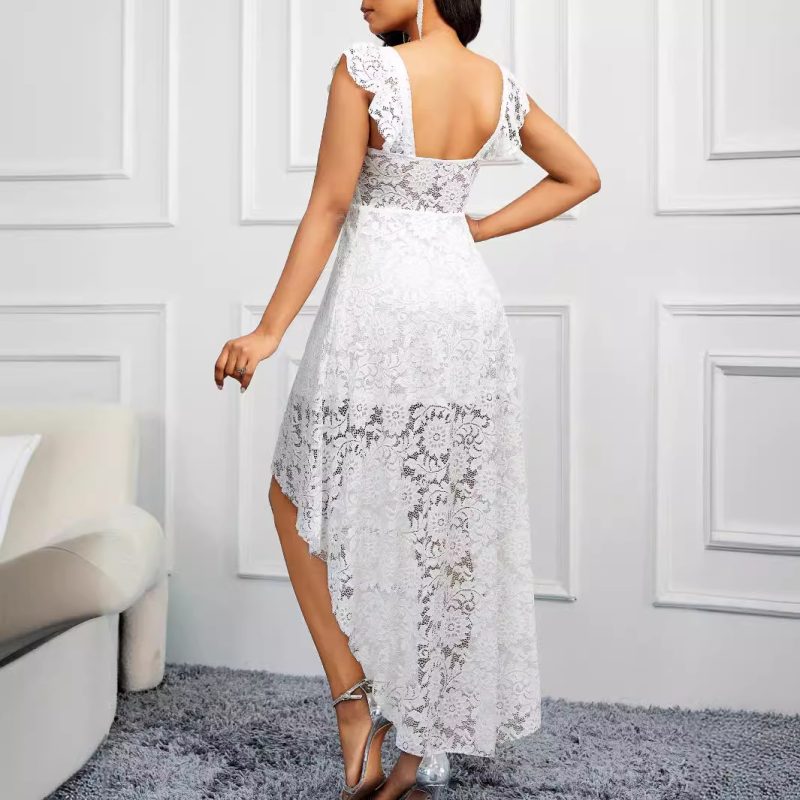 Elegant Sleeveless Sling Lace Slim Dress - Image 2