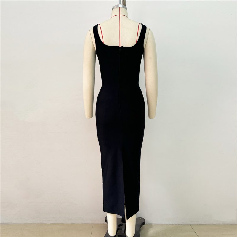 Beaded Sling U-Neck Sleeveless Party Dress - Image 4