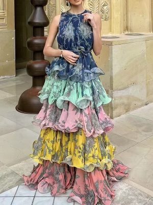 Summer Bohemian Halter Sleeveless Ruffled Dress