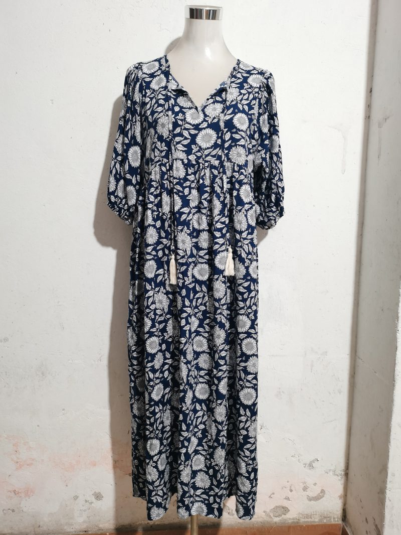 Bohemian V-Neck Half Sleeve Rayon Dress - Image 4