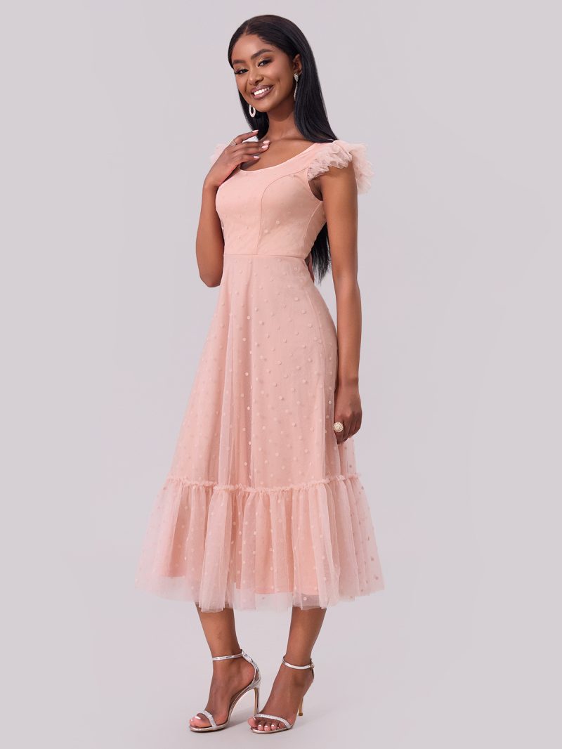 Flying Sleeve Pleated Layered Swing Dress - Image 3