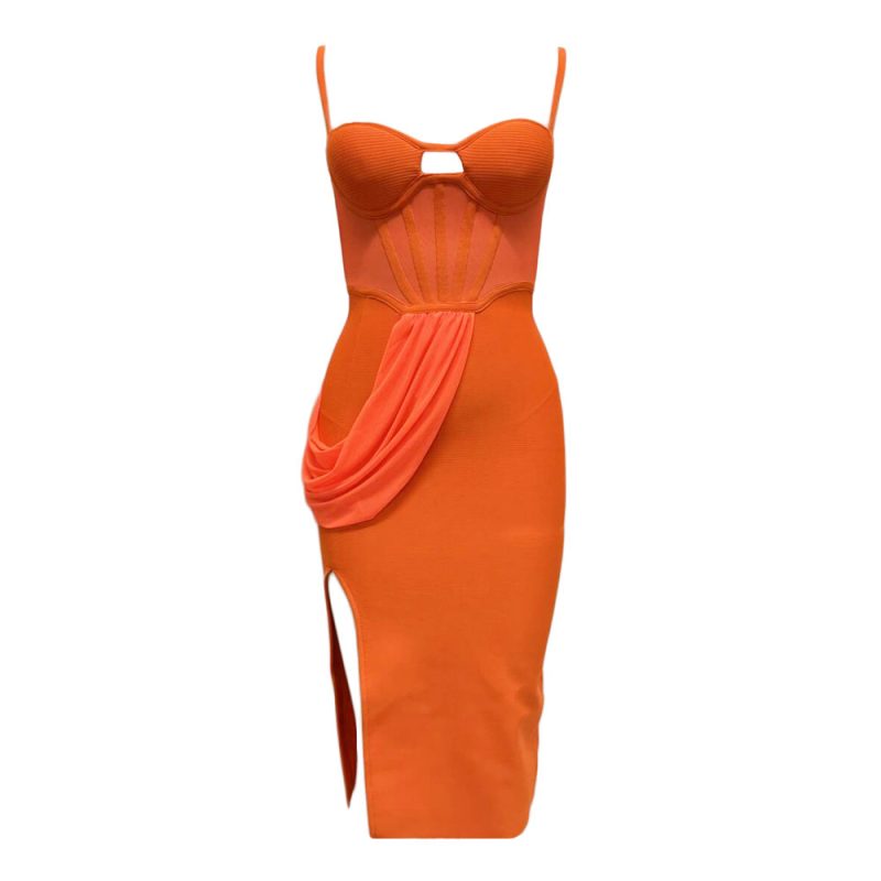 Sexy Mesh Patchwork Split Bandage Party Dress