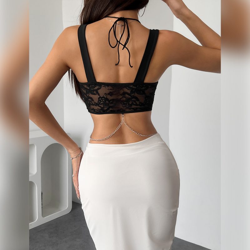Solid Color Boning Corset Push-Up Cropped Top - Image 3