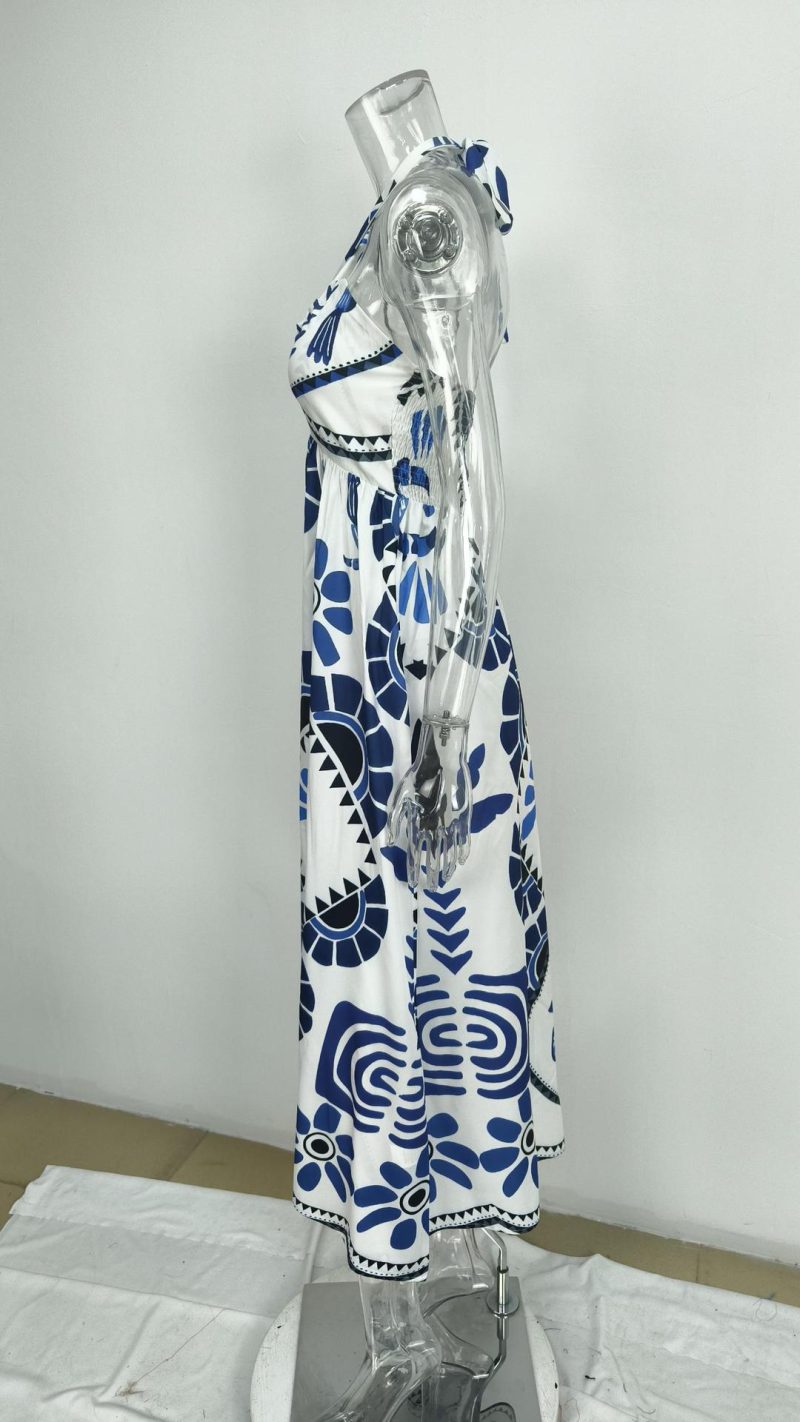 Printed Halter Tube Top Dress - Image 4