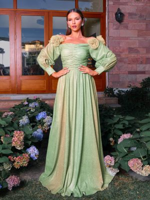Elegant Boat Neck Waist Bohemian Swing Dress