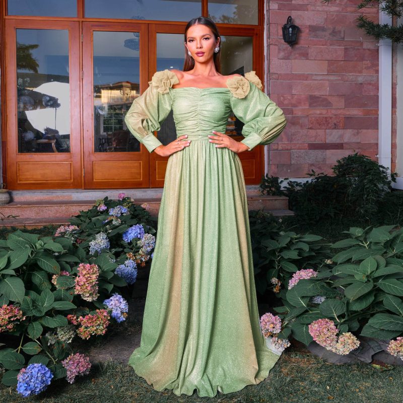 Elegant Boat Neck Waist Bohemian Swing Dress