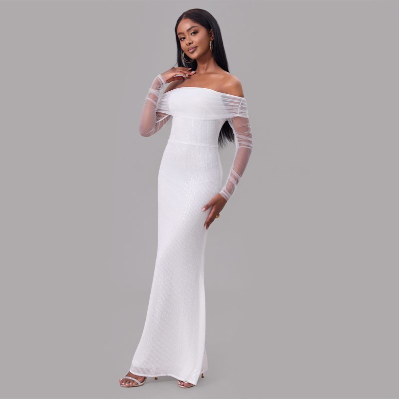 Sexy Spring Off-Shoulder Mesh Maxi Dress - Image 4