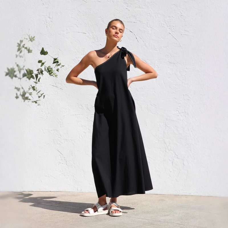 Elegant One Shoulder Lace-Up Summer Dress
