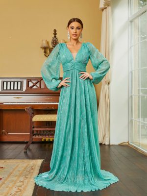 Elegant V-Neck Long Sleeve Bohemian Dress