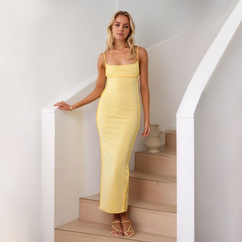 Summer Simple Square Collar Strap Dress