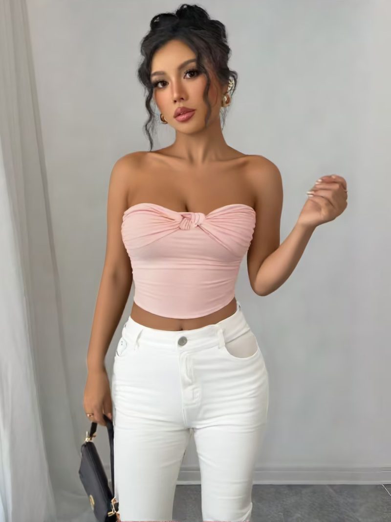 Summer Arrival Gathered Slim Fit Cropped Top - Image 2