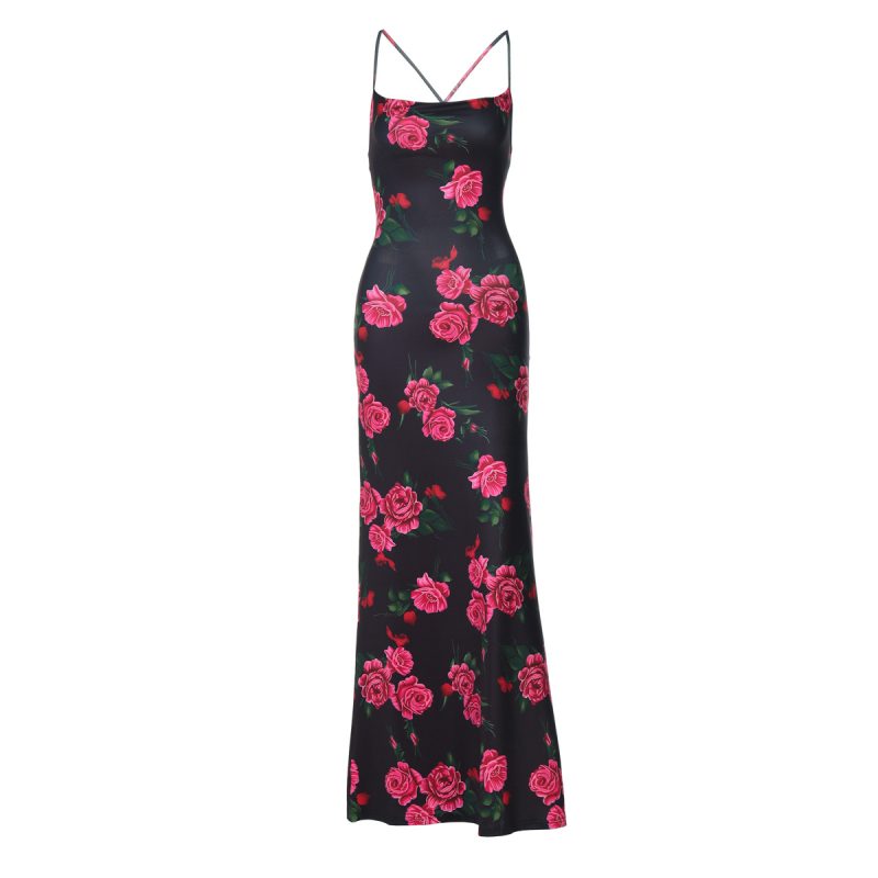 Floral Print Bare Back Tied Dress - Image 4