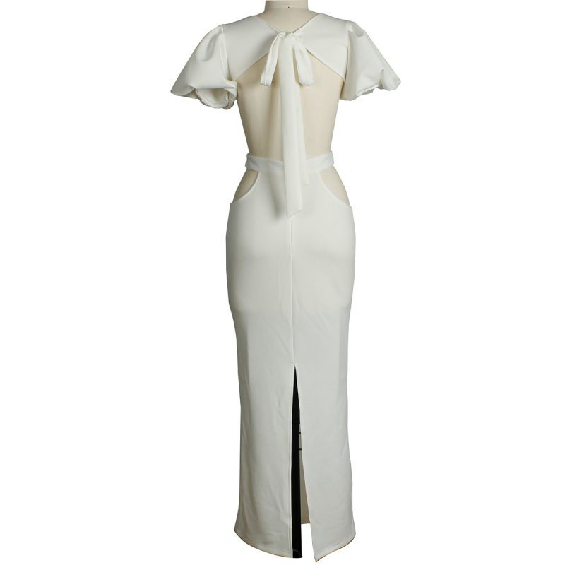 Backless Lace-Up Slimming Party Maxi Dress - Image 2