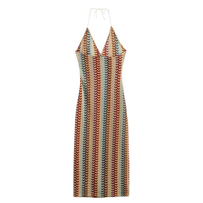 Spring Floral Knitted Strap Vacation Dress Women - Image 3