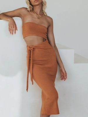 Sexy Cutout Backless Lace-Up Knitted Dress