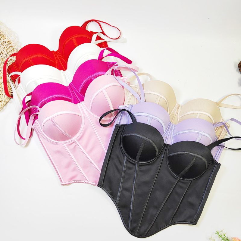 Spring Summer Asymmetric Boning Corset Tube Top - Image 2
