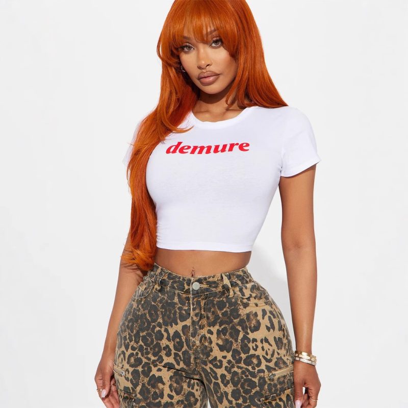 Women’s Round Neck Cropped Slim Fit T-Shirt