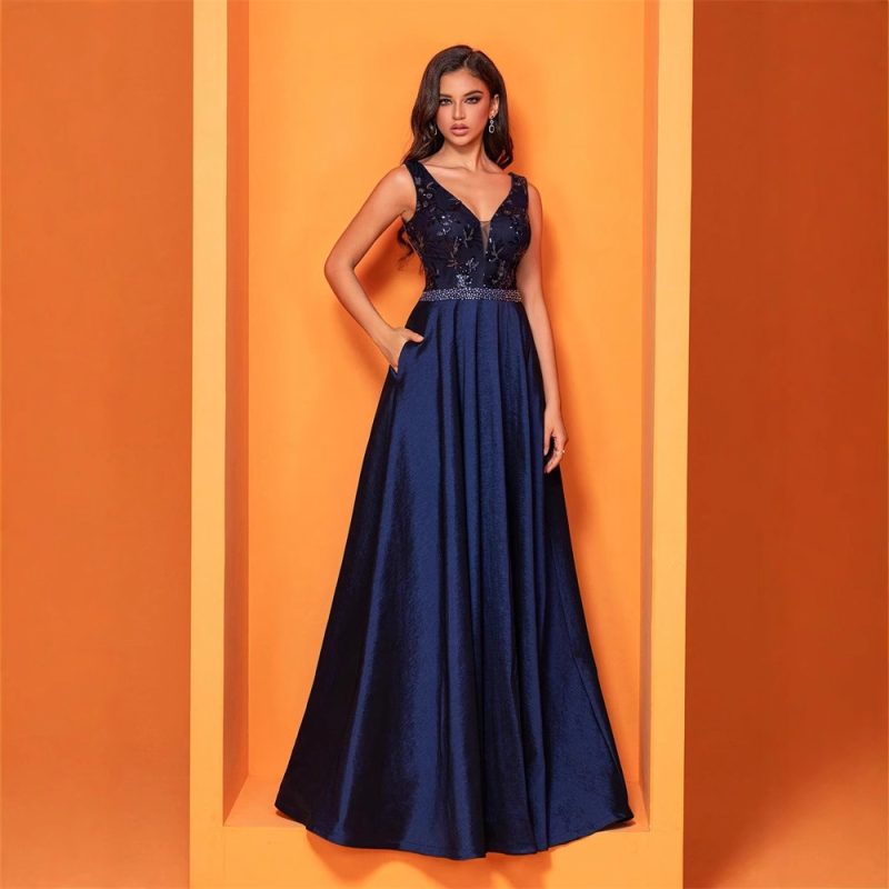 Elegant Sexy V-Neck Sequin Evening Dress