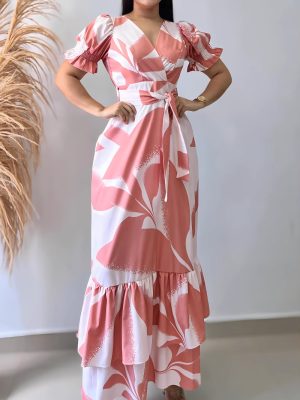 Casual Floral Print Short Sleeve Dress