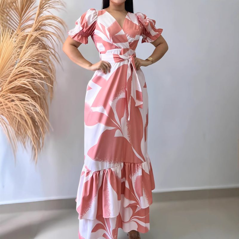 Casual Floral Print Short Sleeve Dress