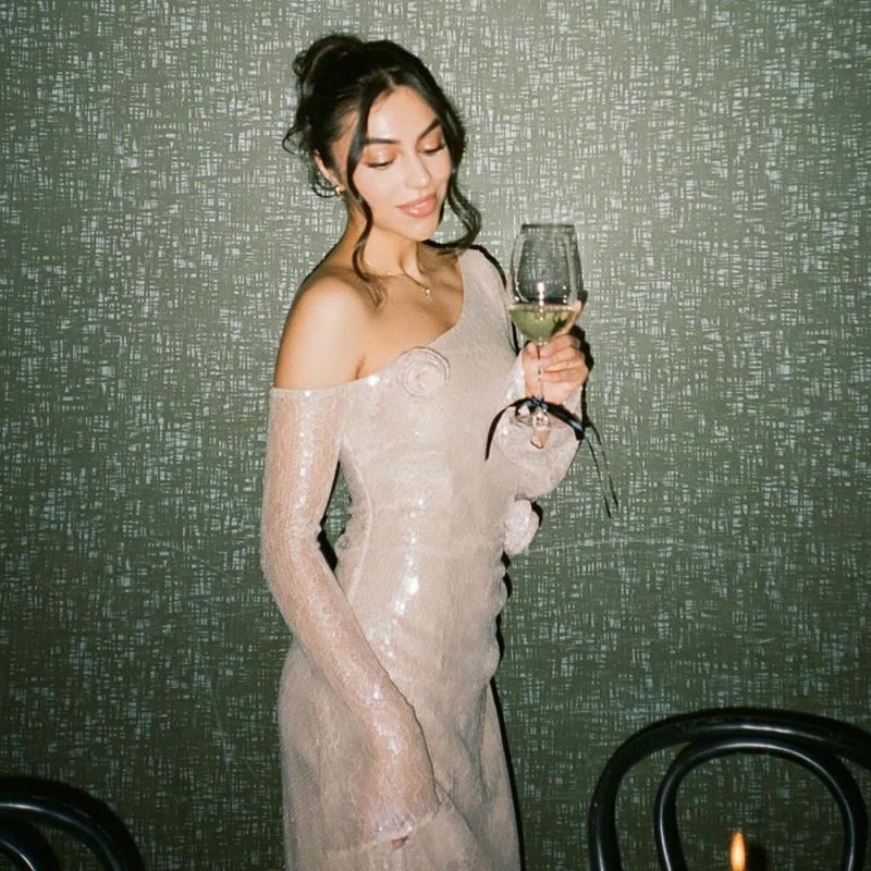Lace Sequin Cutout Dress with Sheer Sleeves