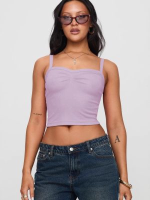 Women’s Solid Color Pleated Cropped Tank Top