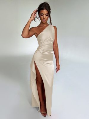 Sexy One-Shoulder Backless Slit Maxi Dress