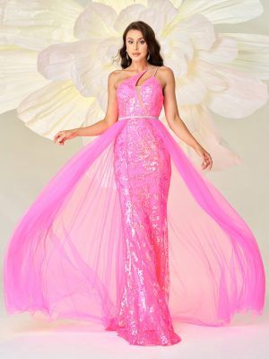 High-End One Shoulder Sequin Gauze Dress