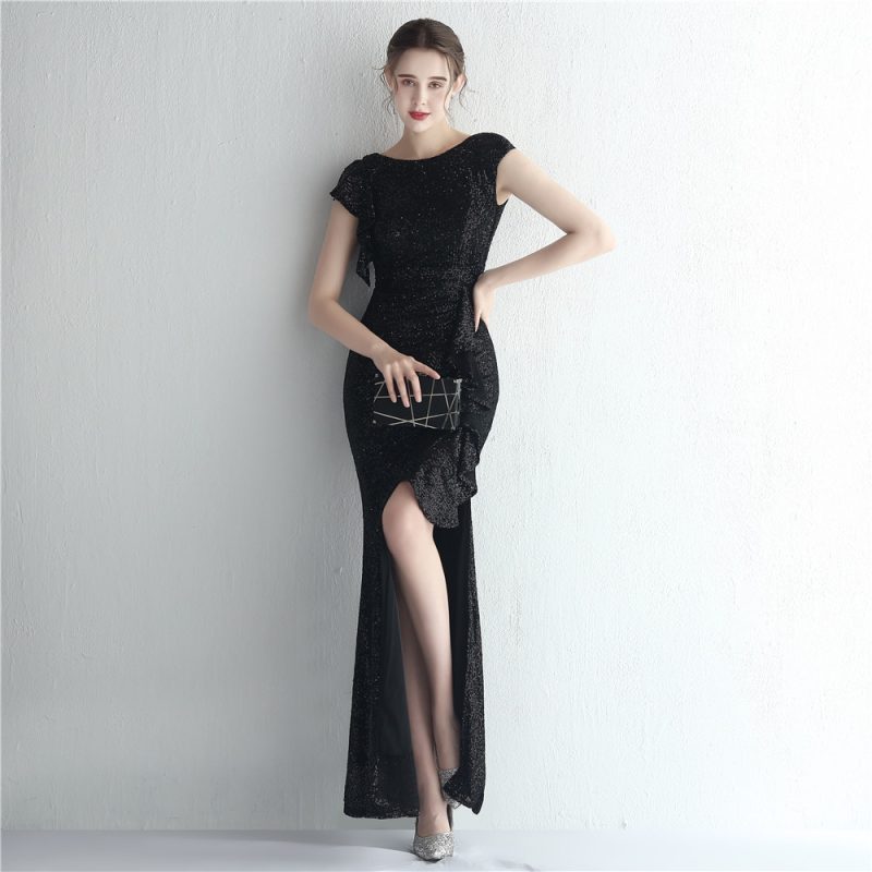 Sequined Split Long Fishtail Cocktail Dress - Image 2