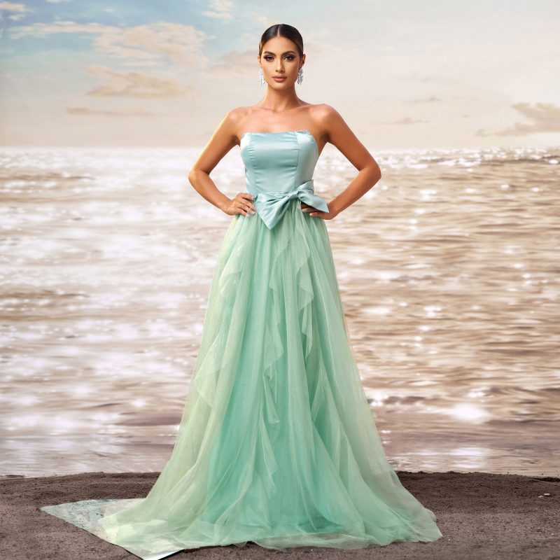 Sleeveless Wrap Chest Slim Waist Gauzy Dress