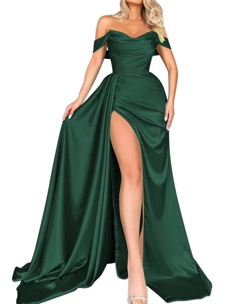 Sexy Off-Shoulder High Slit Cocktail Dress - Image 4