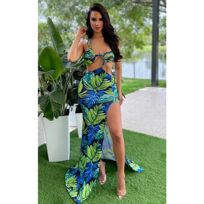 Sexy Printed Split Sling Dress for Women - Image 3