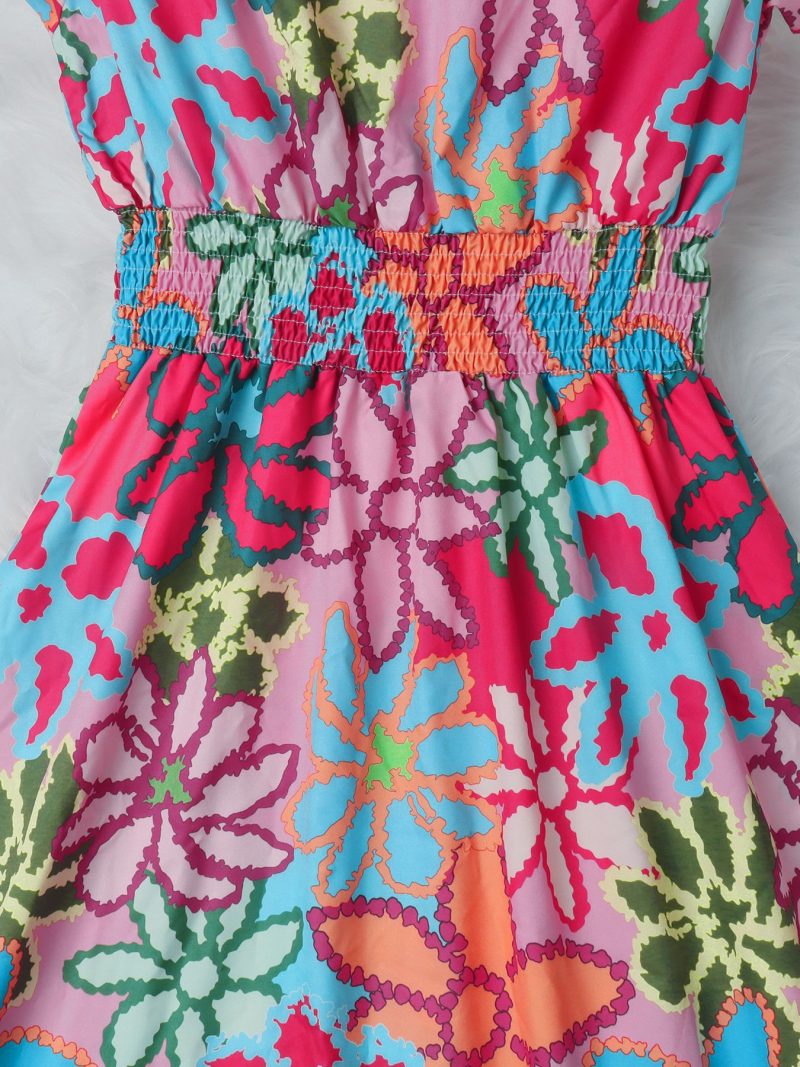 Fresh Sweet Floral Print Flying Sleeve Dress - Image 4