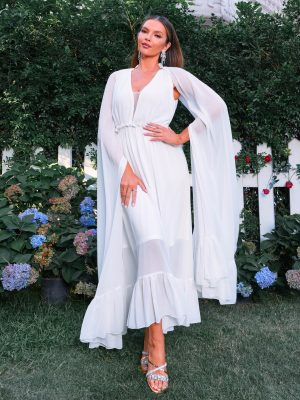 Elegant V-Neck Long Sleeve Bohemian Swing Dress