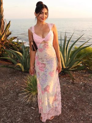 Sexy Lace Irregular Slit Cutout Sling Dress