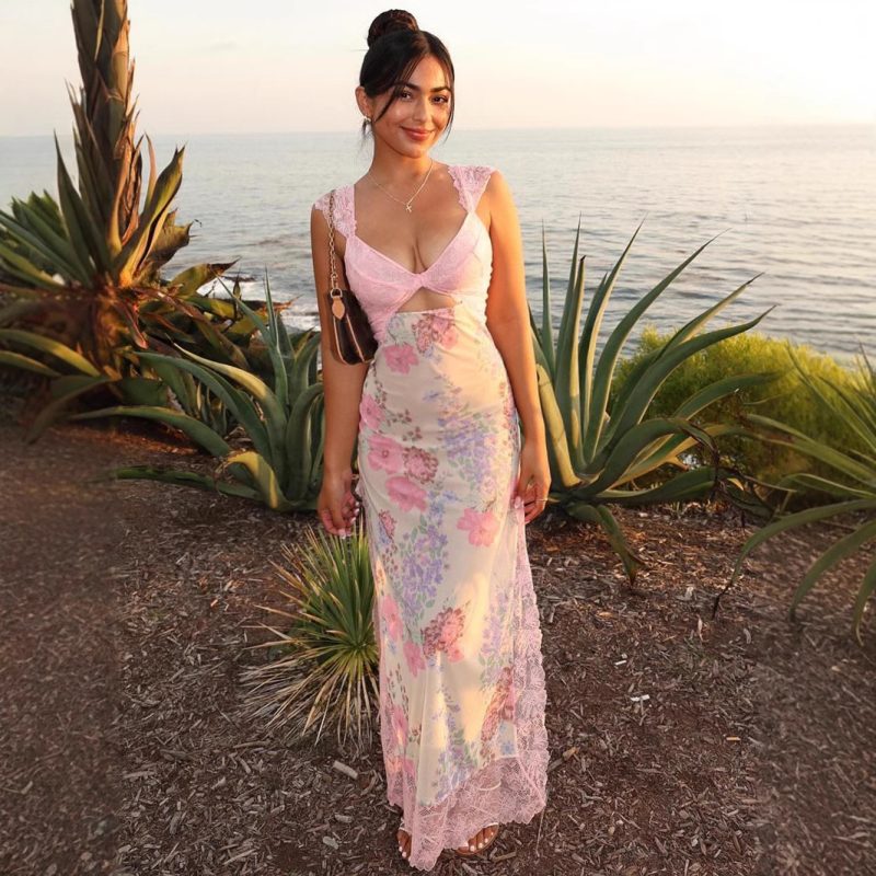 Sexy Lace Irregular Slit Cutout Sling Dress