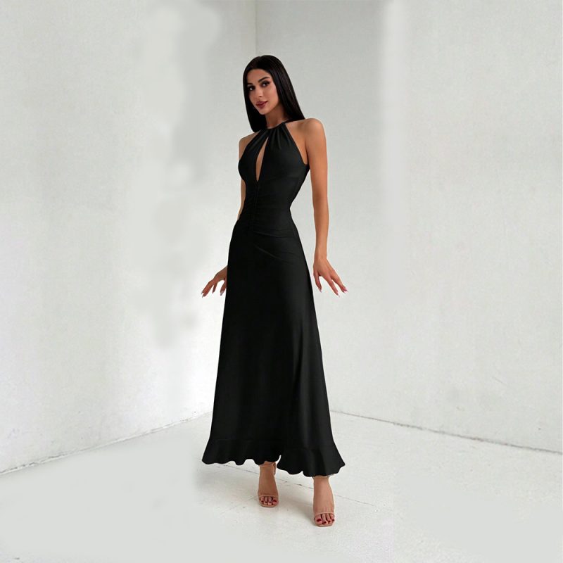 V-Neck Halter Sleeveless Summer Cocktail Dress - Image 3