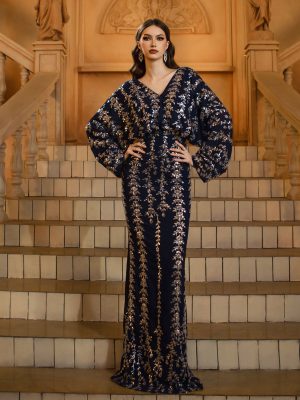 High-End V-Neck Sequined Fishtail Cocktail Dress