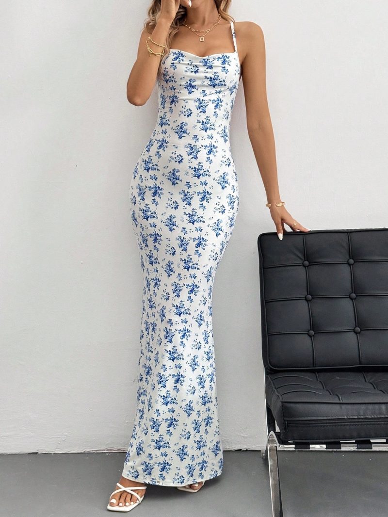 Sweet Fresh Sling Backless Floral Dress - Image 2