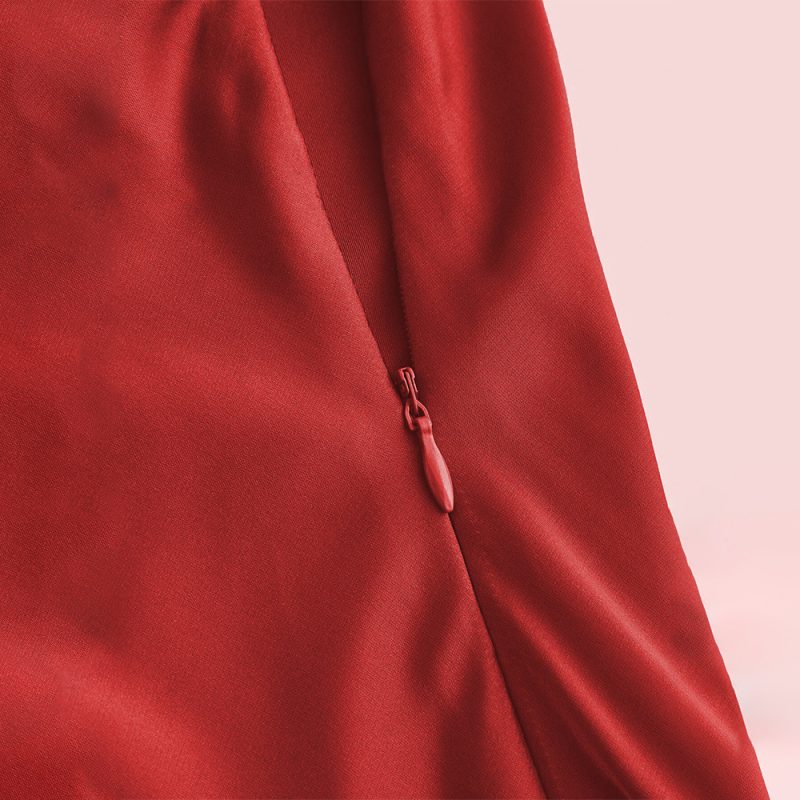 Popular Satin Sling Waist-Tight Asymmetric Hem Dress - Image 2