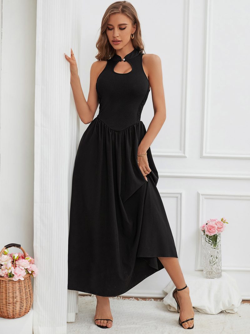 Sexy Half Turtleneck Sleeveless Buckle Chinese Dress - Image 4