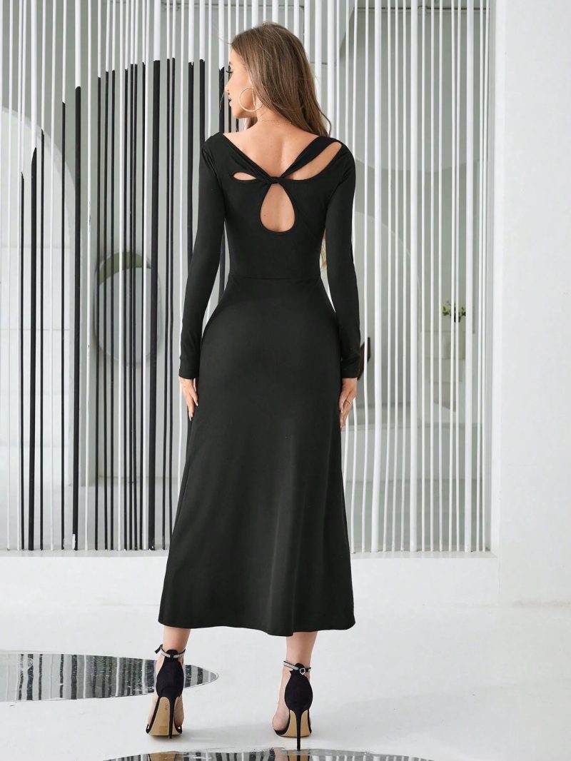 Cutout Back Hollow Slim Fit Sheath Dress - Image 2